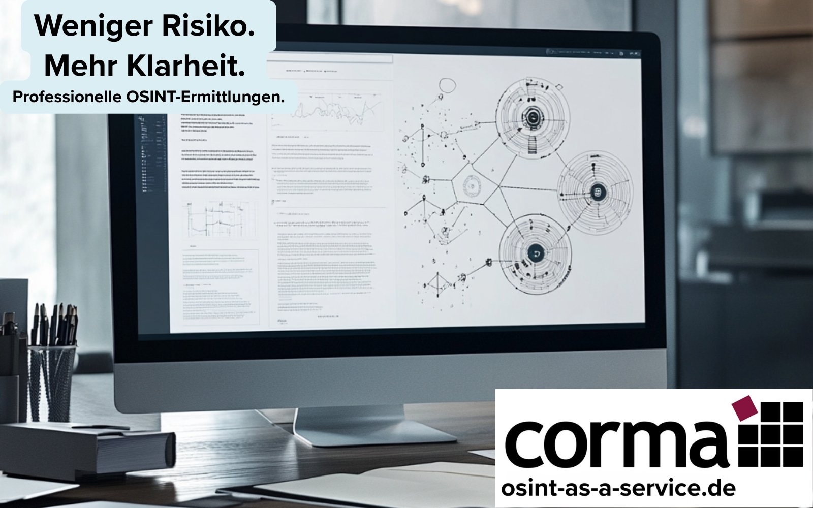 Professional data analysis and intelligence visualization on screen